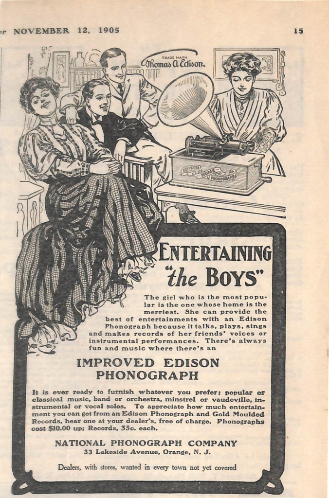 Entretaining the Boys Edison phonograph